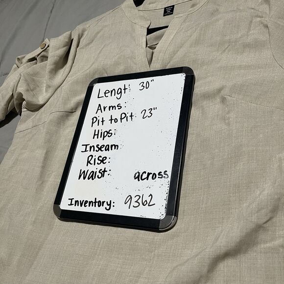 Shein Curve Tan Cream Faux Button Boho Lagenlook Roll Tab Tunic Top Womens 2XL - Picture 9 of 9